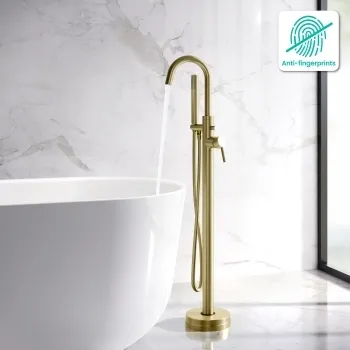 Selma Brushed Brass Freestanding Bath Shower Mixer Tap