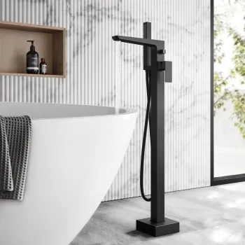 Ribble Matt Black Freestanding Bath Shower Mixer Tap