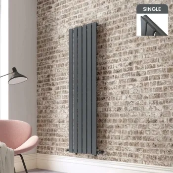 Faro Anthracite Single Flat Panel Vertical Radiator 1600x420mm
