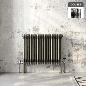 Athens Raw Metal Double Column Horizontal Traditional Radiator 600x785mm