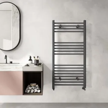 Barcelona Anthracite Straight Heated Towel Rail 1200x600mm