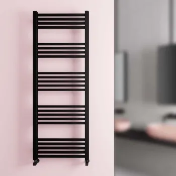 Valetta Matt Black Square Heated Towel Rail 1600x600mm
