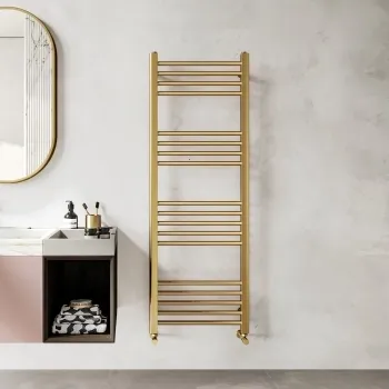 Barcelona Brushed Brass Straight Heated Towel Rail 1400x500mm