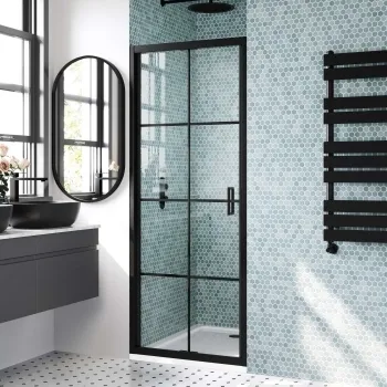 London Matt Black Grid 6mm Bifold Shower Door 800mm