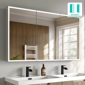 Esme Matt Black Illuminated LED Recessed Mirror Cabinet 700x1200mm