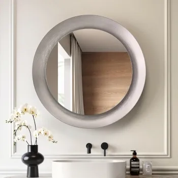 Georgia Pale Brushed Nickel Round Illuminated LED Mirror 850mm
