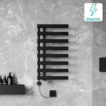 Palermo Electric Matt Black Designer Heated Towel Rail 800x450mm