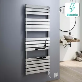 Santorini Electric Chrome Flat Panel Heated Towel Rail 1600x600mm