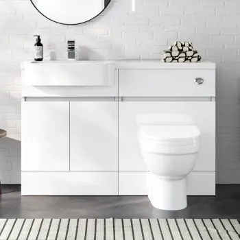 Foster Gloss White Combination Vanity Basin and Seattle Toilet 1200mm - Left Handed