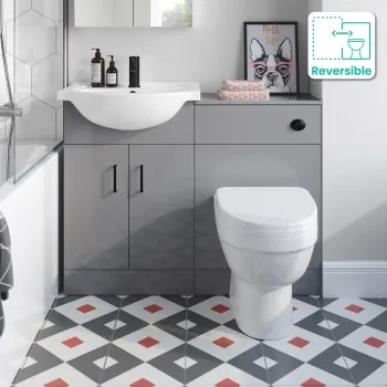 Quartz Stone Grey Combination Vanity Basin and Seattle Toilet 1050mm - Black Accents