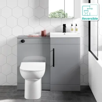 Avon Stone Grey Combination Vanity Basin and Aruba Toilet 950mm - Black Accents