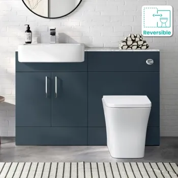 Harper Navy Blue Combination Vanity Basin with Marble Top & Houston Toilet 1200mm