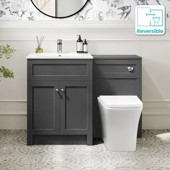 Milos Slate Grey Combination Vanity Basin and Houston Toilet 1100mm - Chrome Handles