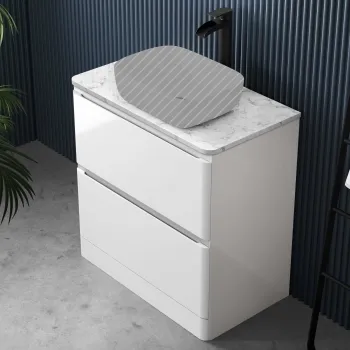 Corsica Gloss White Drawer Vanity with Marble Top 800mm - Excludes Counter Top Basin