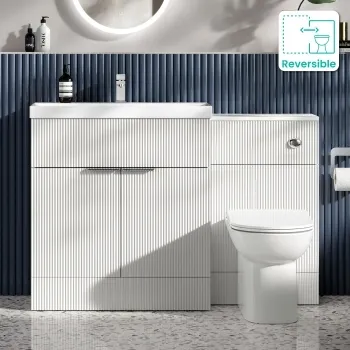 Havana Fluted Coastal White Combination Vanity Basin and Aruba Toilet 1300mm - Chrome Handles