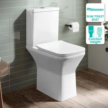 Dallas Rimless Comfort Height Close Coupled Toilet With Slim Soft Close Seat