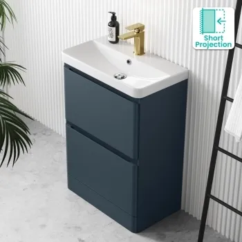 Corsica Inky Blue Slimline Basin Drawer Vanity 600mm