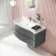 Bali Storm Grey Wall Hung Basin Drawer Vanity 1000mm -left Handed