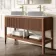 Maru Walnut Wood Grain Vanity Cabinet 1400mm with Matt White Stone Top - Basin Not Included