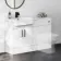 100% Waterproof - Harper Gloss White PVC Basin Vanity and Back To Wall Toilet Unit 1200mm (Excludes Toilet) - Black Accents
