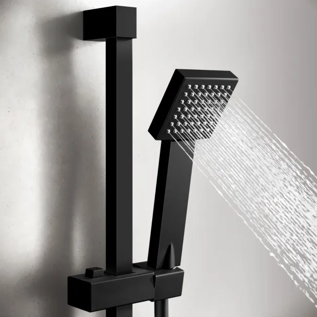 Cork Matt Black Square Thermostatic Bar Shower Set