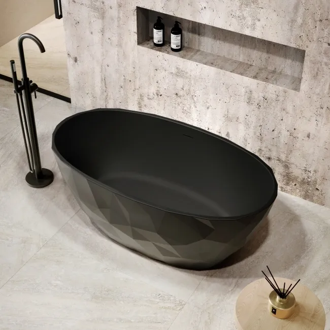 Ealing 1500mm Matt Black Freestanding Bath