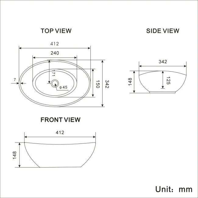 Colorado Oval Counter Top Basin 410mm