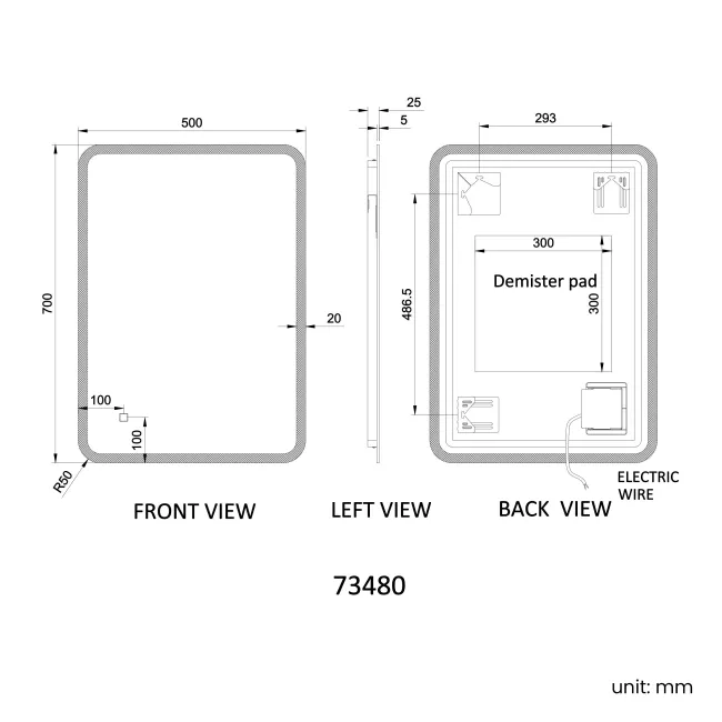 Jolie Illuminated LED Mirror 700x500mm