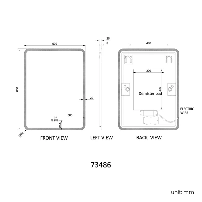 Jolie Illuminated LED Mirror With BLUETOOTH Speaker 800x600mm