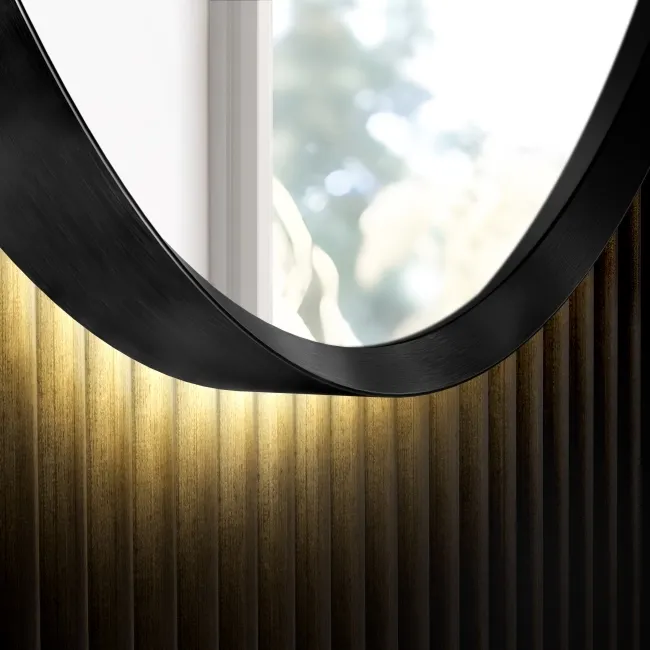 Paris Black Framed Round Backlit Illuminated LED Mirror 500mm