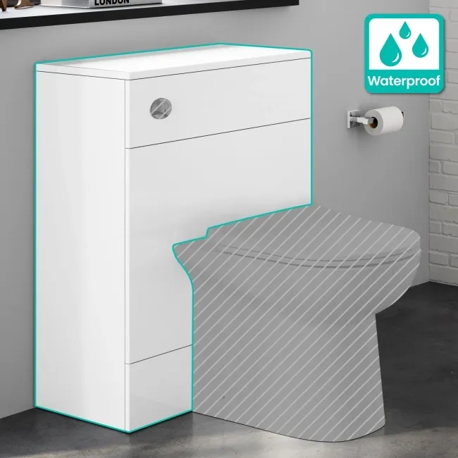 100% Waterproof - Harper Gloss White PVC Back To Wall Toilet Unit 600mm