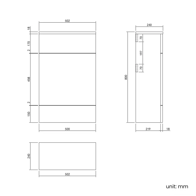 100% Waterproof - Harper Gloss White PVC Back To Wall Toilet Unit 500mm