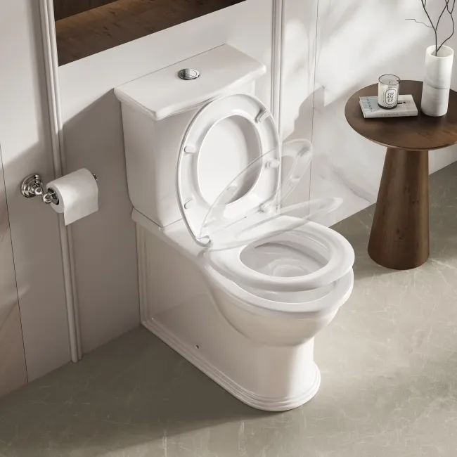 Alma Traditional Rimless Close Coupled Toilet With Premium Soft Close Slim Seat