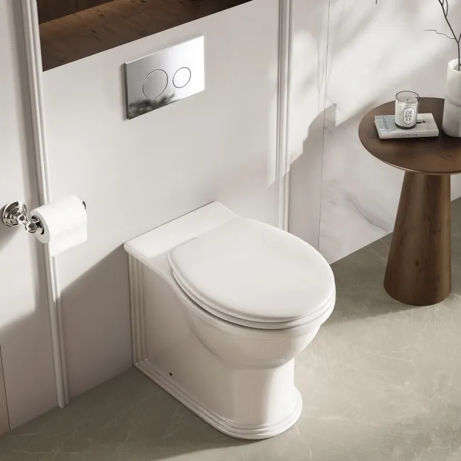 Alma Traditional Rimless Back To Wall Toilet With Premium Soft Close Slim Seat
