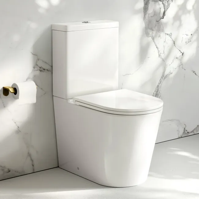 Loma Rimless Fully Back To Wall Close Coupled Toilet With Premium Soft Close Slim Seat