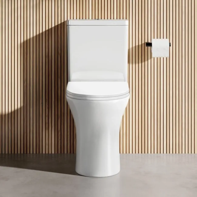 Brooklyn Rimless Comfort Height Close Coupled Toilet With Premium Soft Close Slim Seat