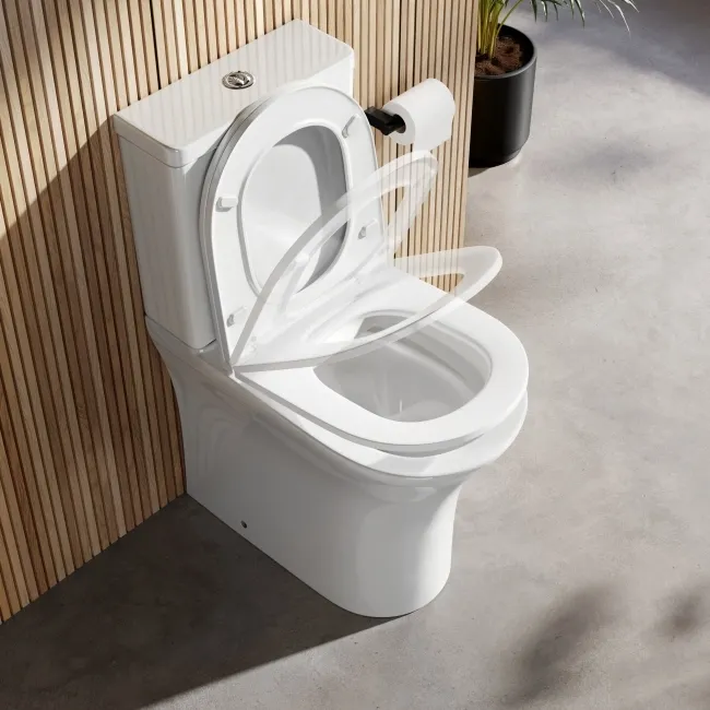 Brooklyn Rimless Comfort Height Close Coupled Toilet With Premium Soft Close Slim Seat