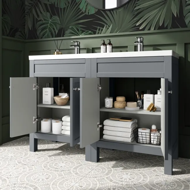 Bermuda Dove Grey Double Basin Vanity 1200mm