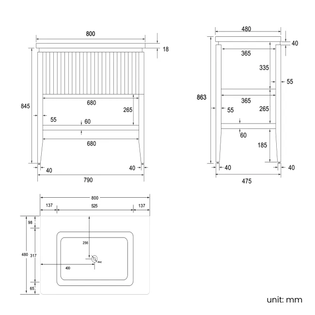 Maru Oak Wood Grain Vanity Unit 800mm