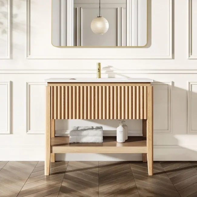 Maru Oak Wood Grain Vanity Unit 1000mm