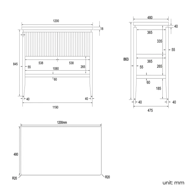 Maru Oak Wood Grain Vanity Cabinet 1200mm with Matt White Stone Top - Basin Not Included