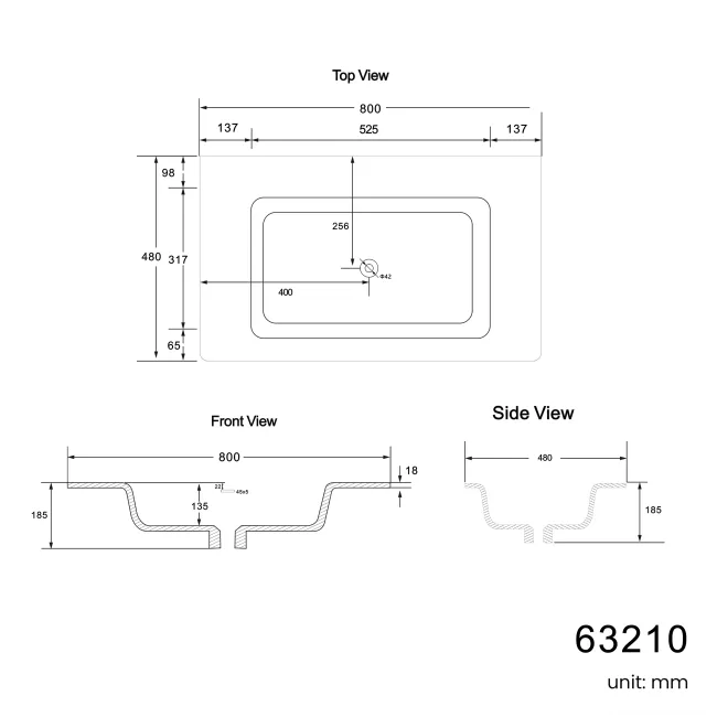 Maru Walnut Wood Grain Vanity Unit 800mm