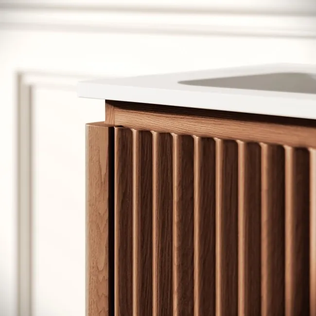 Maru Walnut Wood Grain Vanity Unit 1400mm