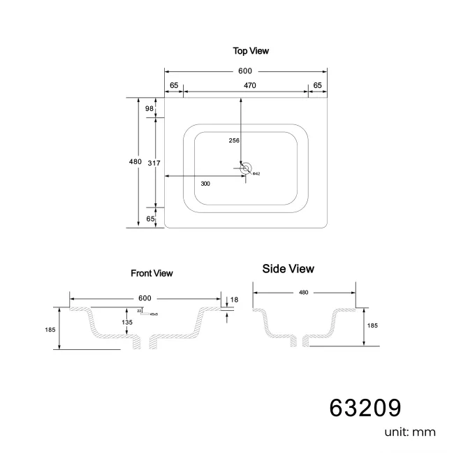 Maru Black Oak Wood Grain Vanity Unit 600mm