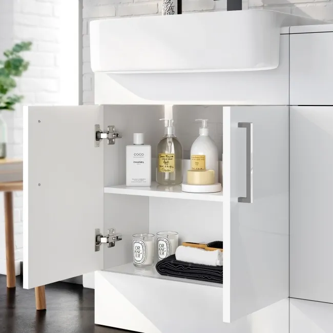 100% Waterproof - Harper Gloss White PVC Basin Vanity and Back To Wall Toilet Unit 1200mm - Excludes Toilet