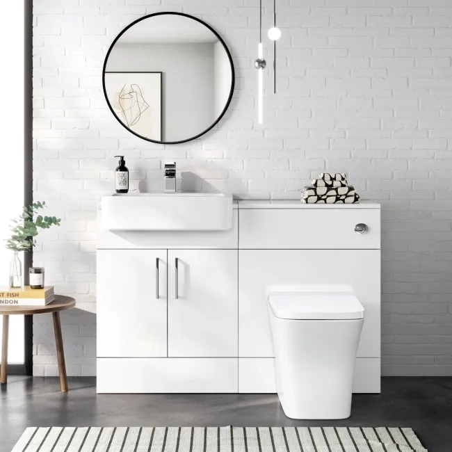 100% Waterproof - Harper Gloss White PVC Combination Vanity Basin and Houston Toilet 1200mm