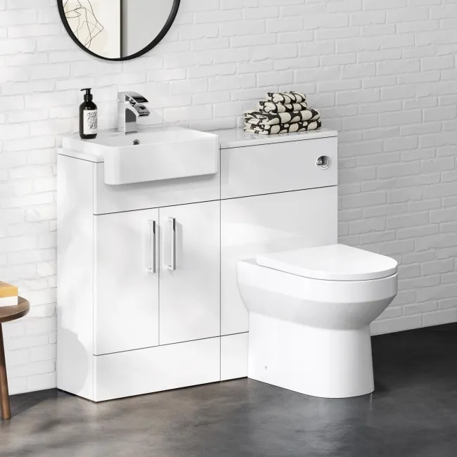 100% Waterproof - Harper Gloss White PVC Combination Vanity Basin & Miami Toilet 1000mm