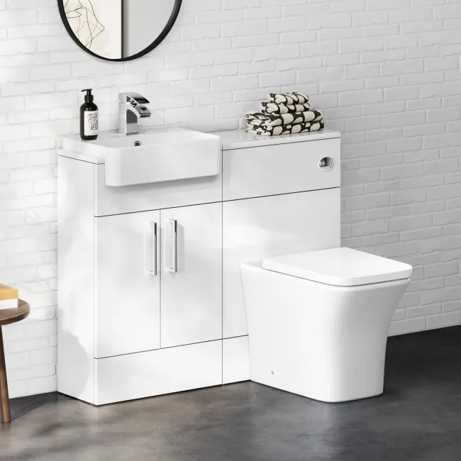 100% Waterproof - Harper Gloss White PVC Combination Vanity Basin & Houston Toilet 1000mm