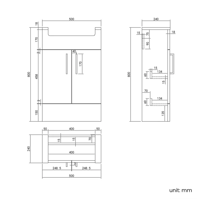 100% Waterproof - Harper Gloss White PVC Combination Vanity Basin & Miami Toilet 1000mm - Black Accents