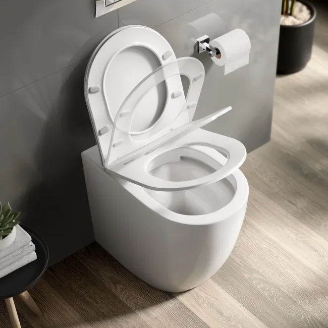 Utah Rimless Comfort Height Back To Wall Toilet With Premium Soft Close Slim Seat